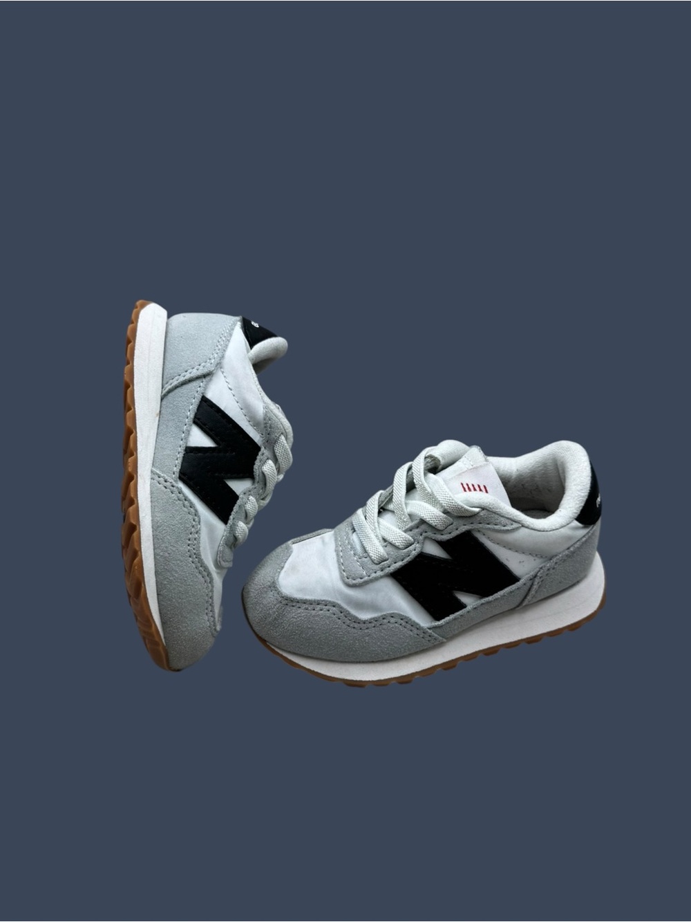 New Balance 237 Toddler Sneakers Size 7 Gray White Black Gum Sole Kids Shoes